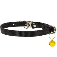 Ошейник синтетик 10мм д/кошек с бубенчиком и резинкой 35см черный/00210009-07/Каскад