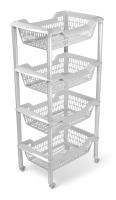 Этажерка универсальная Джета 4 корзины светло-серый на колесиках С736 /4шт/ Мартика