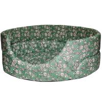 Лежанка овЛежанка овальная стеганая поролоновая хлопок Цветы на зеленом 52*46*20см/DONBARON