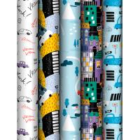 Упаковочная бумага 70*100см "Cars" 80г/м2 глянц. ассорти 5 дизайнов MESHU /372617/Рельеф