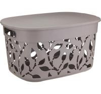 Коробка для хранения ФЛОРА 12л французский серый с крышкой М2363