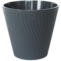 Кашпо Луи 2,7л антрацит с вставкой+дренаж /12шт/ЭД