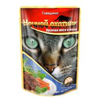 Корм для кошек Ночной охотник 100г ЖЕЛЕ говядина