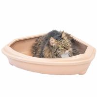 Туалет д/кошек Zoo-M угловой глубокий с сеткой 55*45*13см бежевый/2912/Дарэлл