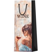 Пакет подарочный 12*36*8,5см "Elegance" мат. ламин. под бутылку MESHU/Рельеф