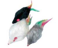 Игрушка для кошек Мышь с пером 8см/6шт 