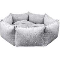 Лежанка УЮТ FASHIOH круглая велюр. синтешар серая. 75х75х18см/КЛ42Л/Евро