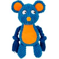 Игрушка с Мышонок с пищалкой канатиком текстиль синий 24х10х6см/Ти120/Евро