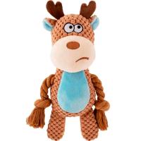 Игрушка с Лосенок с пищалкой канатиком текстиль бежевый 24х10х6см/Ти118/Евро