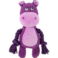 Игрушка с Бегемотик с пищалкой канатиком текстиль фиолетовый 24х10х6см/Ти114/Евро