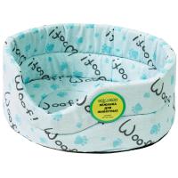 Лежанка овальная стеганая поролоновая хлопок Лапки МИКС 52*46*20см/DONBARON