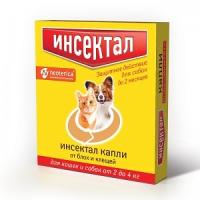 Капли Инсектал от блох для собак и кошек 2-4 кг Капли Инсектал от блох для собак и кошек 2-4 кг
