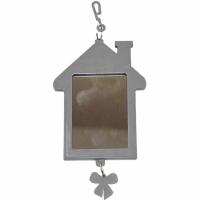 Игрушка д/птиц Zoo-M Зеркало Избушка с подвесом блистер серое/5008/Дарэлл