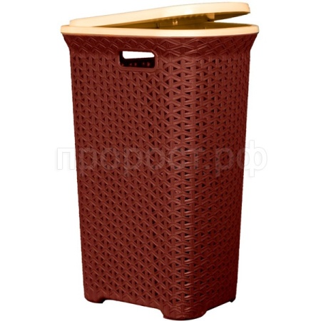 Корзина для белья 55л Плетенка угловая с крышкой шоколадный  16021