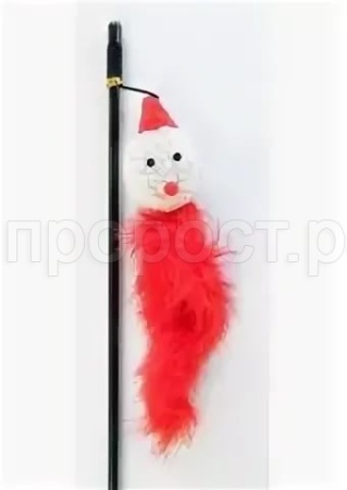 Игрушка для кошек Дразнилка удочка Гномик в красной шапке 46см К2076 Игрушка для кошек Дразнилка удочка Гномик в красной шапке 46см К2076