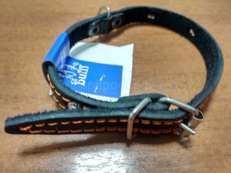 Ошейник кожа 15мм 1слойный c украшением 32-35см/40472/Бим