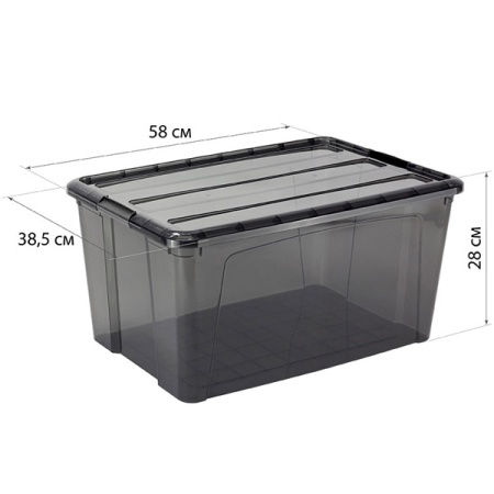 Ящик КИП с крышкой 45л 58x38,5x28см черно-прозрачный М2339 /5шт/М-пласт