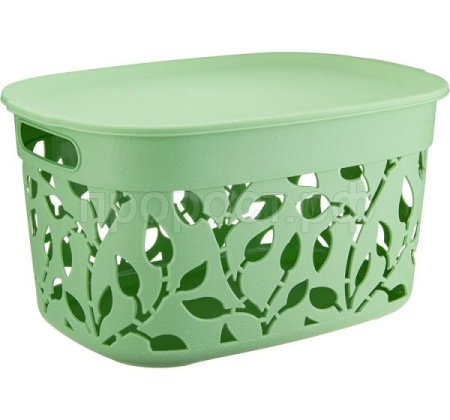 Коробка д/хранения ФЛОРА 12л мята с крышкой М2363 /6шт/М-пласт  Коробка д/хранения ФЛОРА 12л мята с крышкой М2363 /6шт/М-пласт