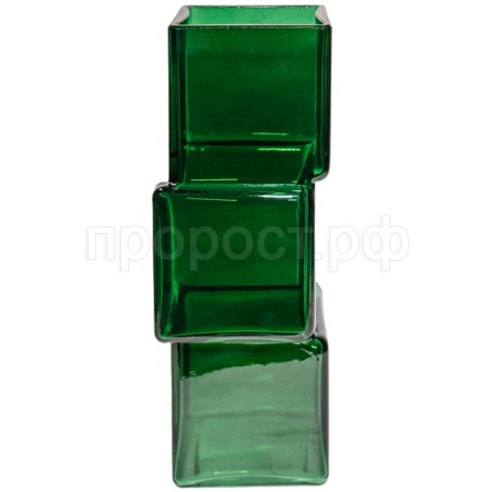 Ваза Квадрат Смещенный h30 10*10см изумруд 6360/300С-10/072989