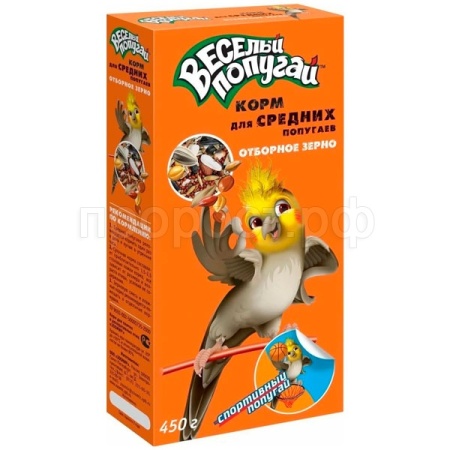 Веселый попугай для средних попугаев отборное зерно 450гр