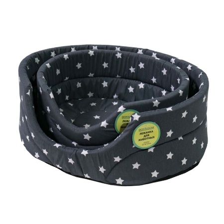 Лежанка овальная стеганая поролоновая хлопок Звездное Небо 42*34*18см/DONBARON