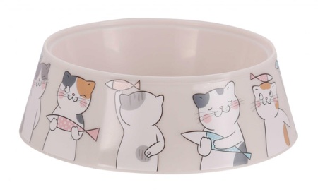 Миска одинарная пластик 0,3л Мур мяу беж/30шт/М7853