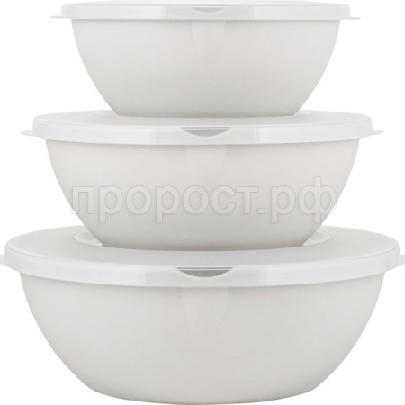 Набор мисок HELSINKI (5л+3л+2л) пепельный жемчуг PT1279 /10шт/ПТ Набор мисок HELSINKI (5л+3л+2л) пепельный жемчуг PT1279 /10шт/ПТ