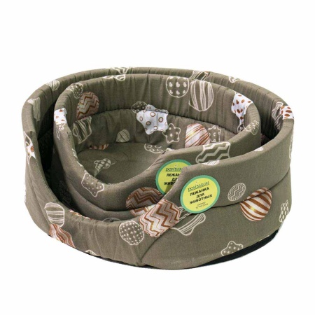 Лежанка овальная стеганая поролоновая хлопок Рождество 42*34*18см/DONBARON