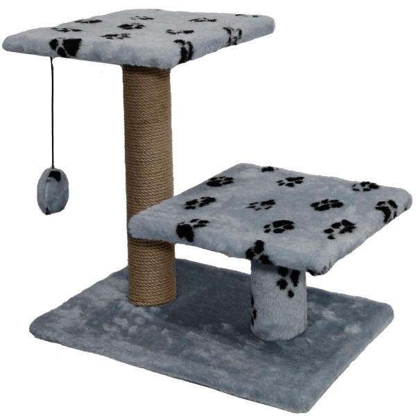 Когтеточка с двумя полками квадрат джут серый с игрушкой 37*57*55см/DONBARON Когтеточка с двумя полками квадрат джут серый с игрушкой 37*57*55см/DONBARON