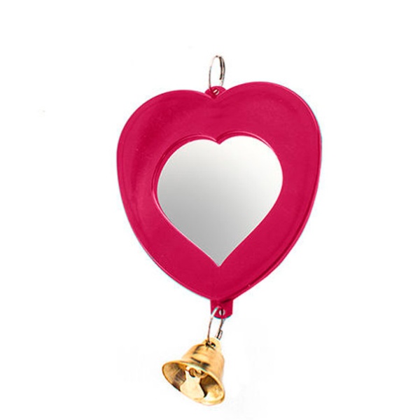 Игрушка для птиц Зеркало Сердечко с колокольчиком Игрушка для птиц Зеркало Сердечко с колокольчиком