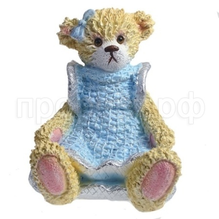 Фигура Мишка (бежевый с голубым)L11W12H13см 626753/W045