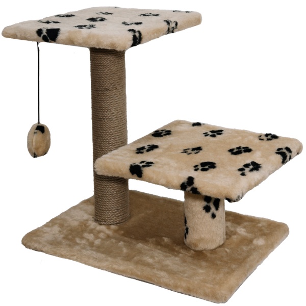 Когтеточка с двумя полками квадрат джут беж с игрушкой 37*57*55см/DONBARON Когтеточка с двумя полками квадрат джут беж с игрушкой 37*57*55см/DONBARON