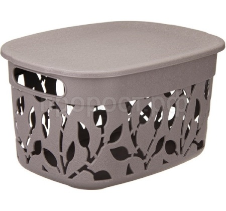 Коробка д/хранения ФЛОРА 5,5л французский серый с крышкой М2362 /15шт/М-пласт  Коробка д/хранения ФЛОРА 5,5л французский серый с крышкой М2362 /15шт/М-пласт