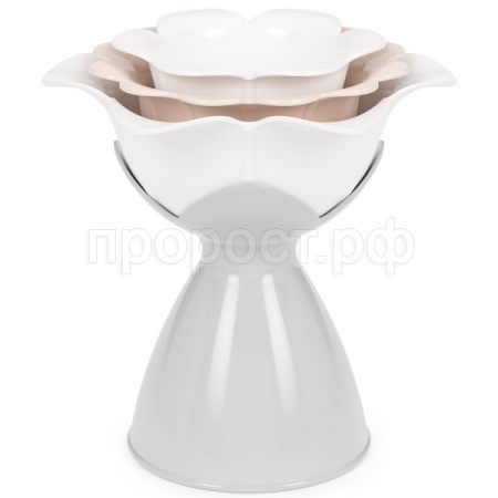 Набор воронок Цветы (3шт) на подставке бело-серый М8713