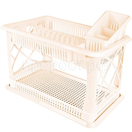 Сушилка д/посуды Plast Team с под. 2-ярусн. с сушилкой д/ст.приборов молочный туман PT1558 /1шт/ПТ