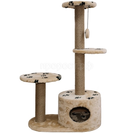 Когтеточка домик с 2-умя полками и домиком круглая мех джут беж с игрушкой 112*66*38см/DONBARON Когтеточка домик с 2-умя полками и домиком круглая мех джут беж с игрушкой 112*66*38см/DONBARON