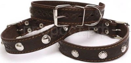 Ошейник кожа 35мм 1слойный с украшением 60-65см/41035/Бим