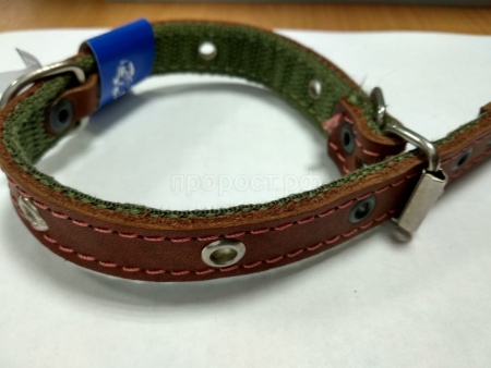 Ошейник кожа+брезент 20мм 2-х слойный безразмерный 40-42см/40663 Ошейник кожа+брезент 20мм 2-х слойный безразмерный 40-42см/40663