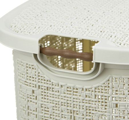 Корзина д/белья 30л БЯЗЬ белый ротанг М2622 /5шт/М-пласт