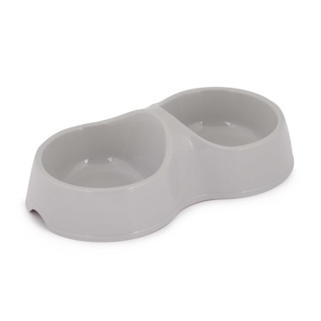 Миска двойная пластик 0,2л серая/34шт/М8271